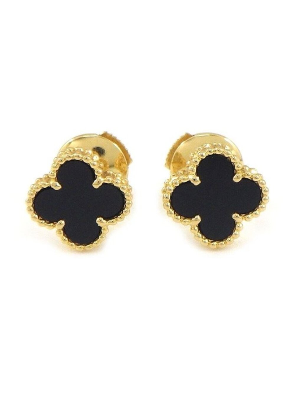 Van Cleef & Arpels Earrings Sweet Alhambra Onyx 18k Yellow Gold